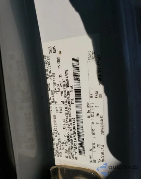 2016 Ford F150 Super Cab z USA, uszkodzony, nr VIN 1FTEX1E87GFB61149